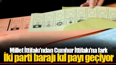 Millet İttifakı'ndan Cumhur İttifakı'na fark...  İki parti barajı kıl payı geçiyor