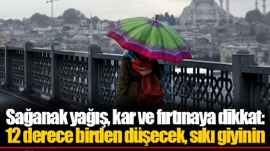 Sağanak yağış, kar ve fırtınaya dikkat: 12 derece birden düşecek, sıkı giyinin
