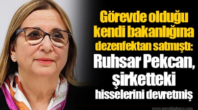 Görevde olduğu kendi bakanlığına dezenfektan satmıştı: Ruhsar Pekcan, şirketteki hisselerini devretmiş