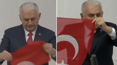 Binali Yıldırım İstiklal Marşı’nı kağıda bakarak yanlış okudu
