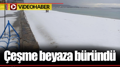 Çeşme beyaza büründü