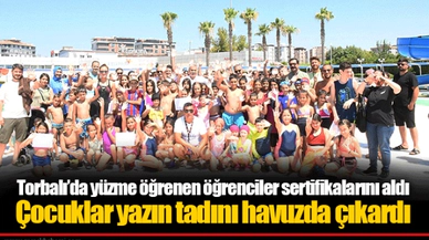 Torbalı’da yüzme öğrenen öğrenciler sertifikalarını aldı