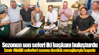 İzmir-Midilli seferleri sezonu dostluk mesajlarıyla kapattı