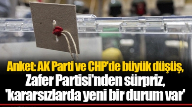 Anket: AK Parti ve CHP'de büyük düşüş, Zafer Partisi'nden sürpriz, 'kararsızlarda yeni bir durum var'