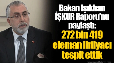 Bakan Işıkhan İŞKUR Raporu'nu paylaştı:  272 bin 419 eleman ihtiyacı tespit ettik