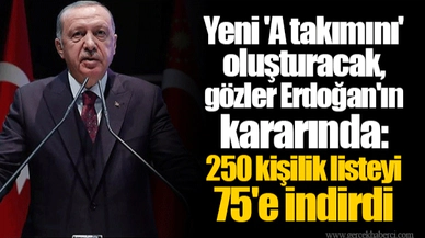 Yeni 'A takımını' oluşturacak, gözler Erdoğan'ın kararında: 250 kişilik listeyi 75'e indirdi