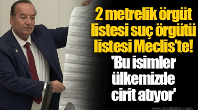 2 metrelik örgüt listesi suç örgütü listesi Meclis'te! 'Bu isimler ülkemizde cirit atıyor'