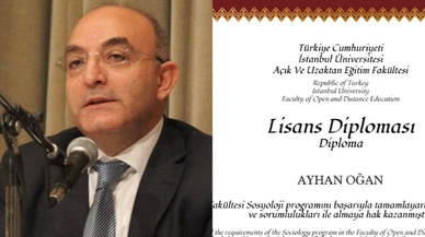 Açık Öğretim Sosyoloji diploması paylaşıp "Kamu hukukçusuyum" diyen Ayhan Oğan, alay konusu oldu