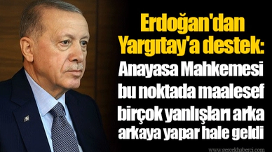 Erdoğan'dan Yargıtay'a destek:  Anayasa Mahkemesi bu noktada maalesef birçok yanlışları arka arkaya yapar hale geldi