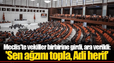 Meclis'te vekiller birbirine girdi, ara verildi:  'Sen ağzını topla, Adi herif'