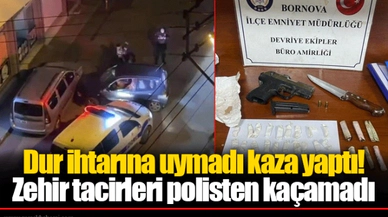 Dur ihtarına uymadı kaza yaptı! Zehir tacirleri polisten kaçamadı