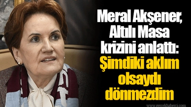 Meral Akşener, Altılı Masa krizini anlattı: Şimdiki aklım olsaydı dönmezdim