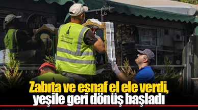 Zabıta ve esnaf el ele verdi, yeşile geri dönüş başladı