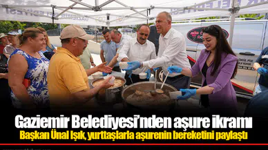 Gaziemir Belediyesi’nden aşure ikramı Başkan Ünal Işık, yurttaşlarla aşurenin bereketini paylaştı