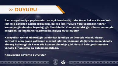 Karayolları Genel Müdürlüğünden İzmir Çevre Yolu iddialarına yalanlama