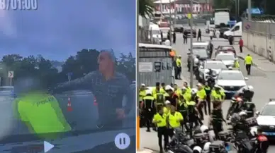 Fatih'te trafik polisine bıçaklı saldırı anı kameraya yansıdı