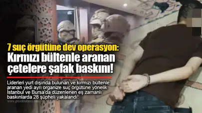 7 suç örgütüne dev operasyon:  Kırmızı bültenle aranan  çetelere şafak baskını!