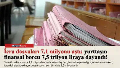 İcra dosyaları 7,1 milyonu aştı; yurttaşın finansal borcu 7,5 trilyon liraya dayandı!