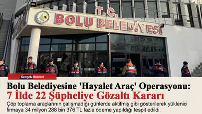 Bolu Belediyesine 'Hayalet Araç' Operasyonu: 7 İlde 22 Şüpheliye Gözaltı Kararı