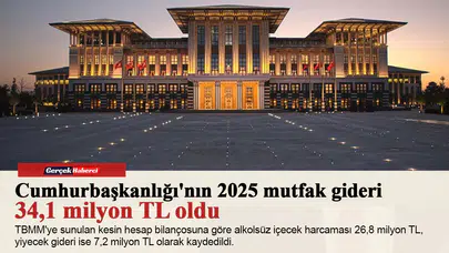 Cumhurbaşkanlığı'nın 2025 mutfak gideri 34,1 milyon TL oldu