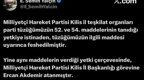 MHP Kilis İl Teşkilatı feshedildi