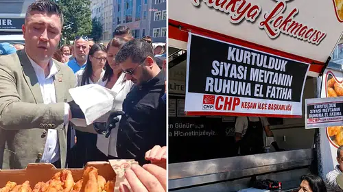 CHP Keşan, AK Parti'ye geçen Özcan'a tepki için lokma dağıttı