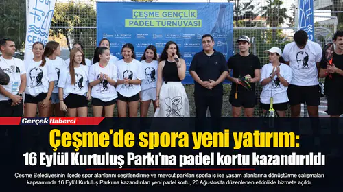 Çeşme’de spora yeni yatırım: 16 Eylül Kurtuluş Parkı’na padel kortu kazandırıldı