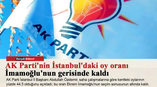 AK Parti'nin İstanbul'daki oy oranı İmamoğlu'nun gerisinde kaldı