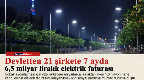 Devletten 21 şirkete 7 ayda 6,5 milyar liralık elektrik faturası