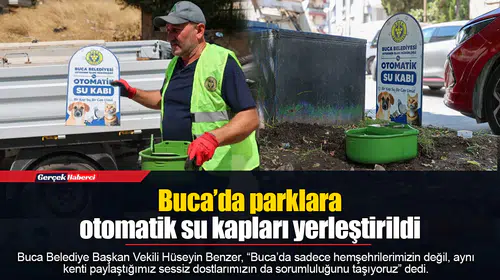 Buca’da parklara otomatik su kapları yerleştirildi