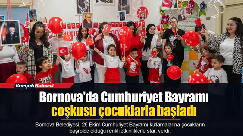 Bornova'da Cumhuriyet Bayramı coşkusu çocuklarla başladı