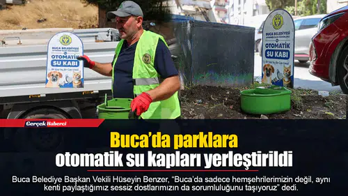 Buca’da parklara otomatik su kapları yerleştirildi