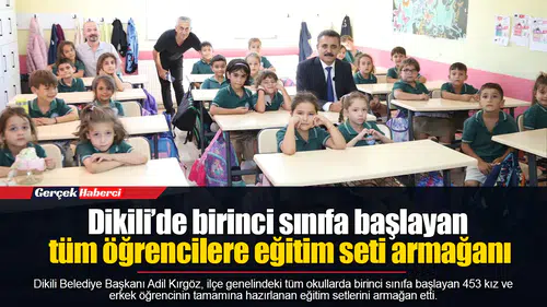 Dikili’de birinci sınıfa başlayan tüm öğrencilere eğitim seti armağanı
