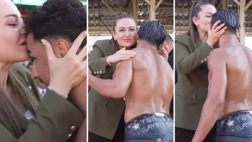 Başkanvekili Büşra Özdemir’in pehlivanları öpme anı sosyal medyada gündem oldu