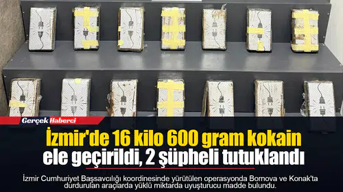 İzmir'de 16 kilo 600 gram kokain ele geçirildi, 2 şüpheli tutuklandı