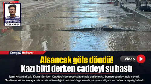 Alsancak göle döndü!  Kazı bitti derken caddeyi su bastı