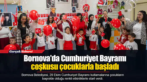 Bornova'da Cumhuriyet Bayramı coşkusu çocuklarla başladı