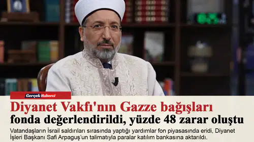 Diyanet Vakfı'nın Gazze bağışları fonda değerlendirildi, yüzde 48 zarar oluştu