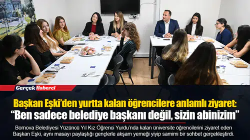 Başkan Eşki’den yurtta kalan öğrencilere anlamlı ziyaret: “Ben sadece belediye başkanı değil, sizin abinizim”