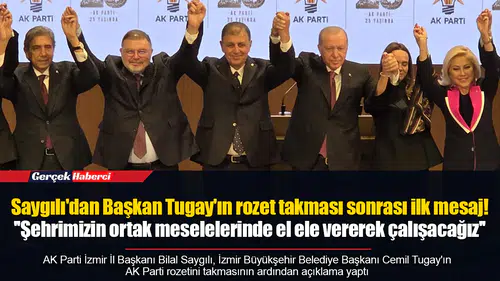 AK Parti İzmir İl Başkanı Saygılı'dan Başkan Tugay'ın rozet takması sonrası ilk mesaj!  ''Şehrimizin ortak meselelerinde el ele vererek çalışacağız''