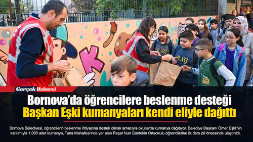 Bornova’da öğrencilere beslenme desteği... Başkan Eşki kumanyaları kendi eliyle dağıttı