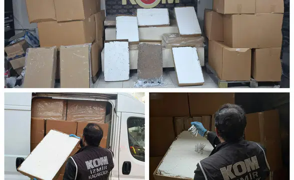 İzmir'de araçta 2 milyon 160 bin kaçak makaron ele geçirildi