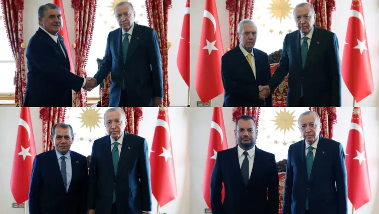 Erdoğan, dört büyük kulüp başkanlarıyla Dolmabahçe'de bir araya geldi