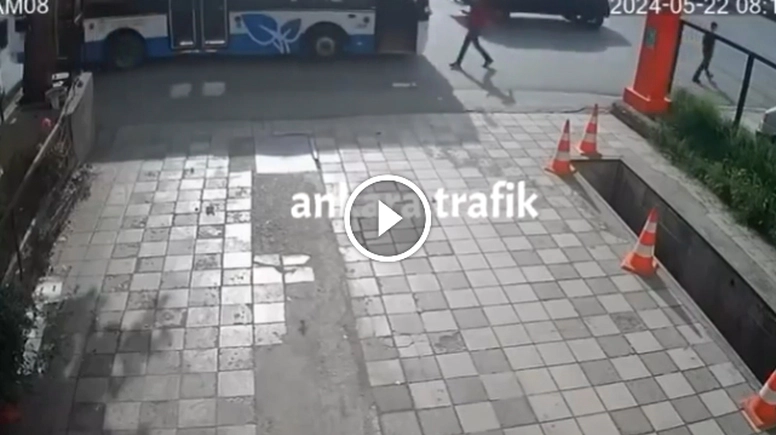 Ankara'da otobüs ile yaya kafa kafaya çarpıştı