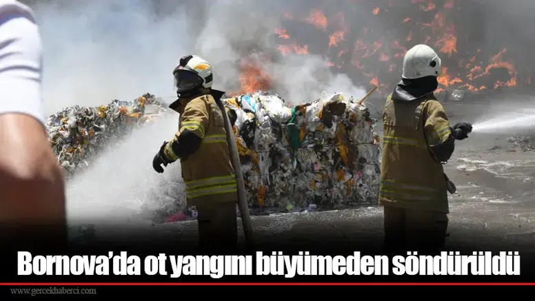 Bornova’da ot yangını büyümeden söndürüldü