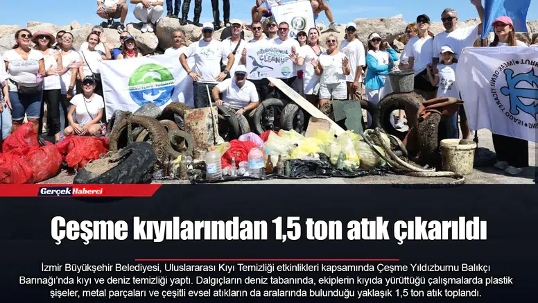 Çeşme kıyılarından 1,5 ton atık çıkarıldı