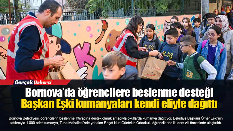 Bornova’da öğrencilere beslenme desteği... Başkan Eşki kumanyaları kendi eliyle dağıttı