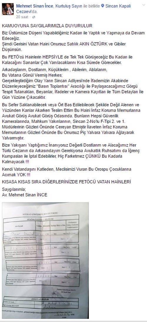 Akın Öztürk'e Cezaevinde Saldırı