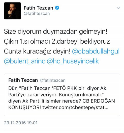Fatih Tezcan'dan İkinci Darbe Girişimi Uyarısı