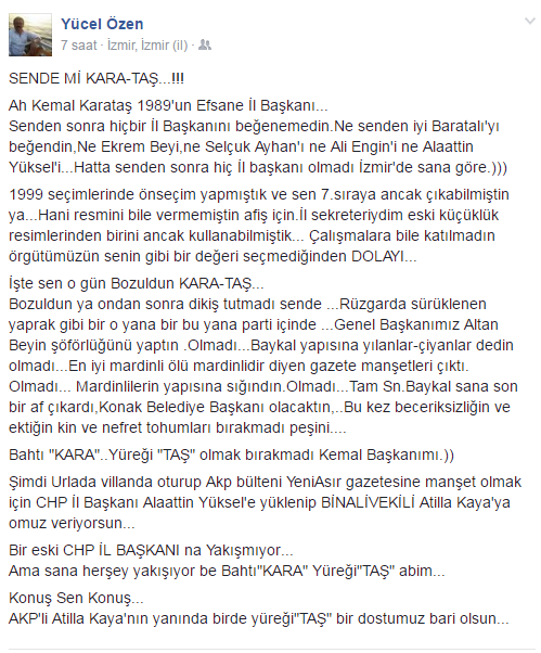 Özen'den Eski İl Başkanı Karataş'a Sert Cevap